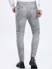 ALLELMS Pantalones chinos para hombre ajustados, pantalones de vestir elásticos resistentes a las arrugas en color negro - Gris - Ver 2
