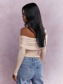 MISSGUIDED Asymmetric Jersey Ruched One Shoulder Long Sleeves Top