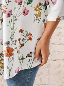 EMERY ROSE Chaqueta abierta de estampado floral en talla plus para uso diario - Multicolor - Ver 7
