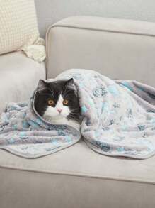 PETSIN 1pc Cartoon Spaceship Printed Pet Blanket - Multicolor - View 4