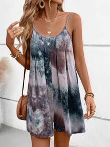 LONESS Mono de tirantes simples con estampado aleatorio para uso diario de mujer - Multicolor - Ver 3