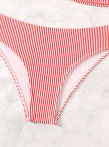 SHEIN Swim Bộ bikini sọc ngang phía trước gợi cảm cho nữ, trang phục đi biển mùa hè - Nhiều màu - Xem 5