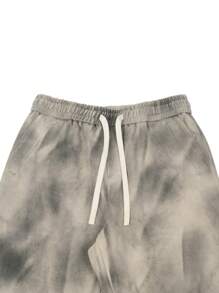 Manfinity Roghcode 男士美国高街荒原风格褪色脏运动裤，纯色长款街头宽松抽绳运动裤，适合丈夫、男朋友的礼物 - 米色 - 查看 6