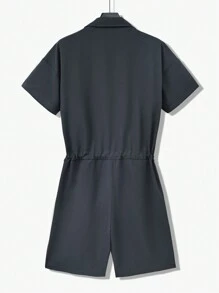 Manfinity EMRG Peto camisa para hombre con bolsillo de solapa y cintura con cordón