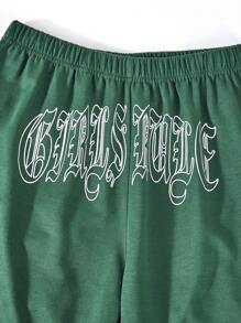 SHEIN Pantalones casuales de traje estampados de pierna recta y holgada para adolescentes