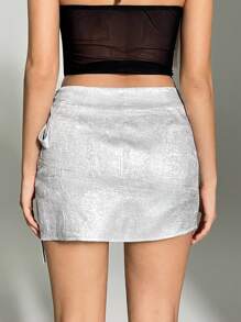 SHEIN Unity Women's Solid Color Simple And Basic Daily Tie Skirt