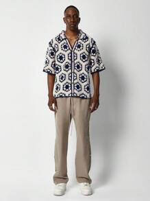 SUMWON Button Through Crochet Knit Shirt - Multicolor - View 4