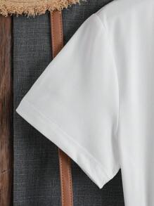 INAWLY Figure & Letter Graphic Drop Shoulder Tee - White - View 6