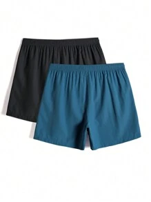 Manfinity Swimmode Men's 2pcs Swim Trunks Drawstring Waist Front Tie Pocket Solid Color Resort Casual - Multicolor - View 2