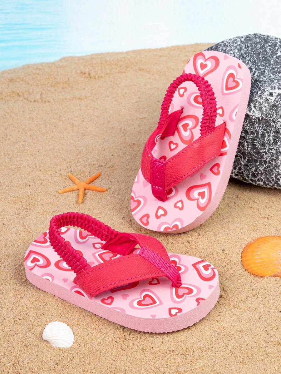 Pantofole infradito con stampa cartone animato per bambini con cinturino elastico sul retro, facile da indossare e togliere. Modello di stampa trasferita "sweetheart". Di spessore e fette per un uso morbido, confortevole, antiscivolo e resistente all'usura per interni/esterni/in vacanza.