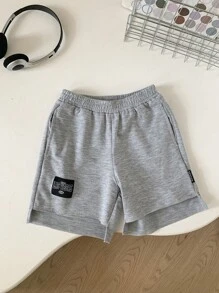 Young Boy Fashionable Summer Simple Loose-Fit Versatile Casual Shorts - Grey - View 1