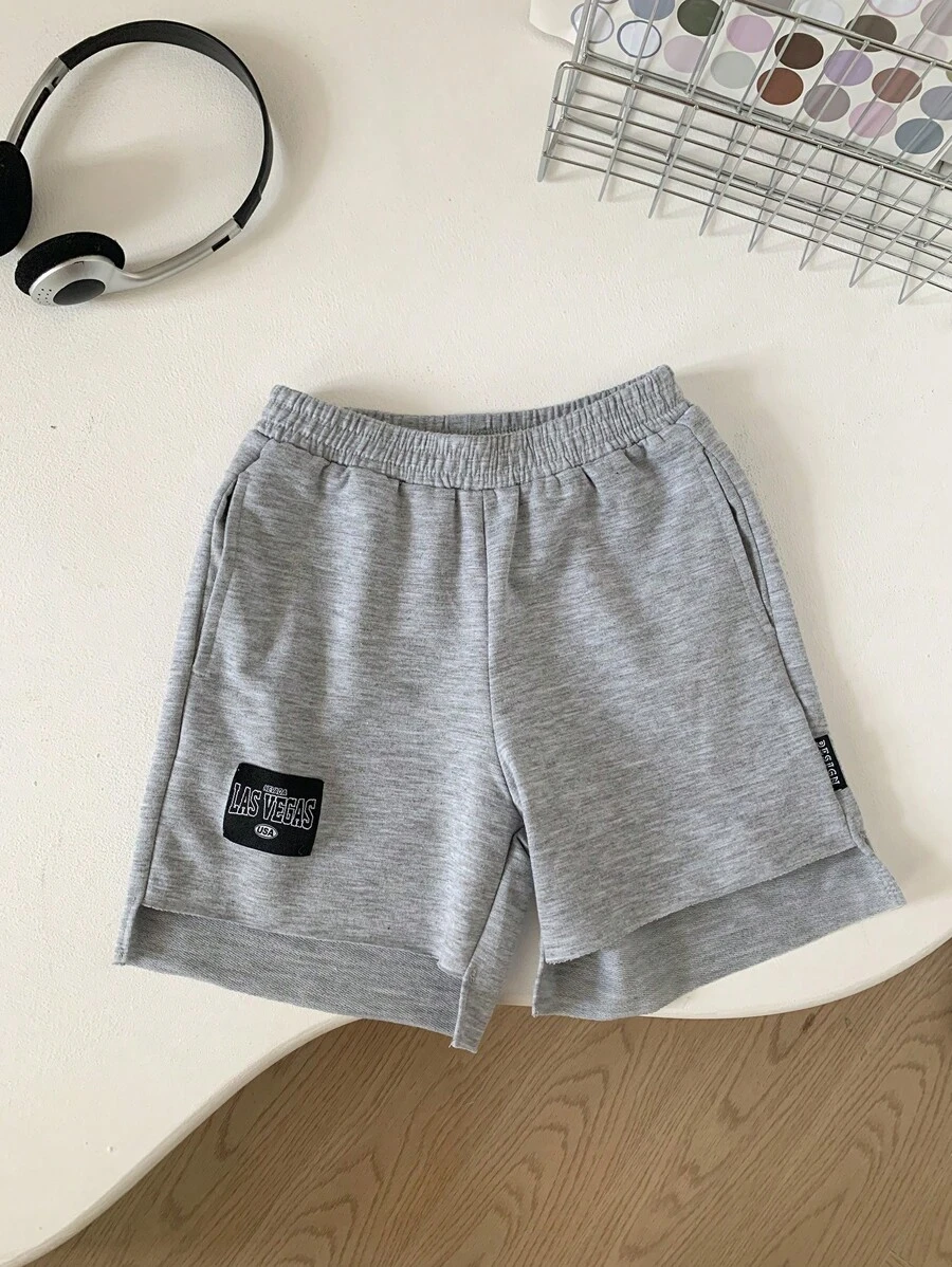 Young Boy Fashionable Summer Simple Loose-Fit Versatile Casual Shorts - Grey - View 1