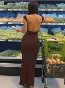 INAWLY Solva Ladies' Sexy Backless Bodycon Dress