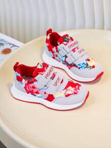 時尚男女兒童休閒運動鞋，帶魔鬼氈綁帶 - 紅色 - 查看 7