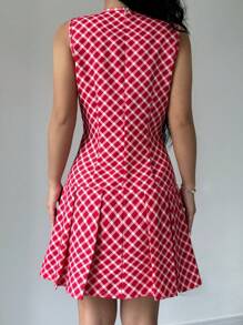 Chiquease Checker Print Ruffle Hem Dress For New Year Clothes - Red - View 2