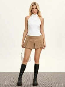 Muchica 夏季無背無袖領帶上衣 - 白色 - 查看 5