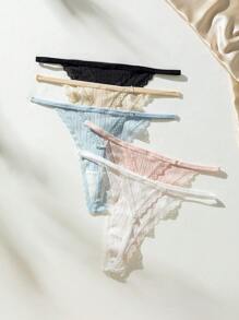 SHEIN 5pcs Solid Color Simple Daily Plus Size Women's Underwear