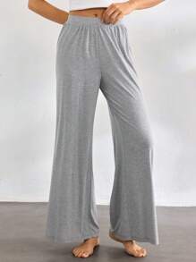 Ocili 休闲纯色松紧腰休闲舒适裤，宽松舒适裤假日季节，秋季 - 灰色 - 查看 6