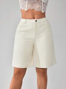 SHEIN SXY Women's Summer Casual Solid Color Straight Shorts