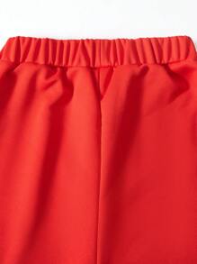 SHEIN Explorewe 青少年女孩休闲街头服饰炫酷学院风露肩运动衫和运动裤套装，适合圣诞节 - 紅色 - 查看 10