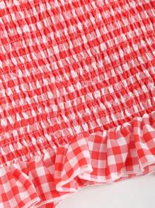 Sweetra Cami-top met gingham-print en knoop aan de voorkant met ruches aan de zoom