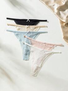 SHEIN 5pcs Solid Color Simple Daily Plus Size Women's Underwear