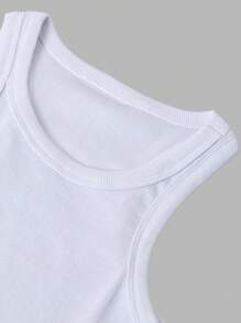 EURMUSE Cotton 2pcs Women Solid Color Ribbed Casual Tank Tops With Round Neck - Black and White - View 7