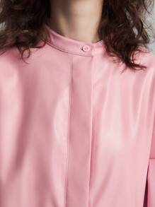 Ontre Women Long Sleeve Stand Collar Dress, Pink, Autumn - Pink - View 6
