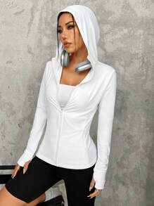 Muchica Veste mince à capuche blanche pour femme avec protection solaire - Blanc - Voir 6