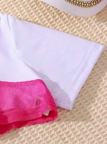 Sparklyn Tween Girls' Simple Printed Top And Pants, Daily Casual, 2pcs/Set - Hot Pink - View 6