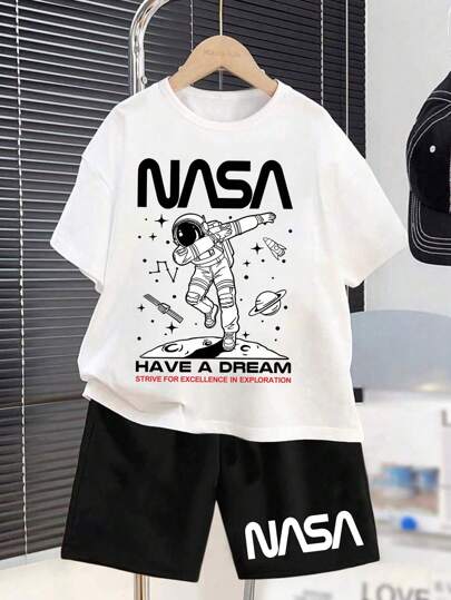 Teen Boy Printed Casual Short Sleeve T-Shirt And Shorts Set