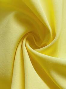 SHEIN CURVE+ Vestido de talla grande con cuello cuadrado, manga corta y abertura alta - Amarillo - Ver 8