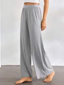 Ocili 休闲纯色松紧腰休闲舒适裤，宽松舒适裤假日季节，秋季 - 灰色 - 查看 5