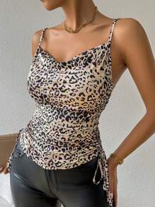 Chiquease Ladies Leopard Print V-Neck Summer Camisole Cami Top