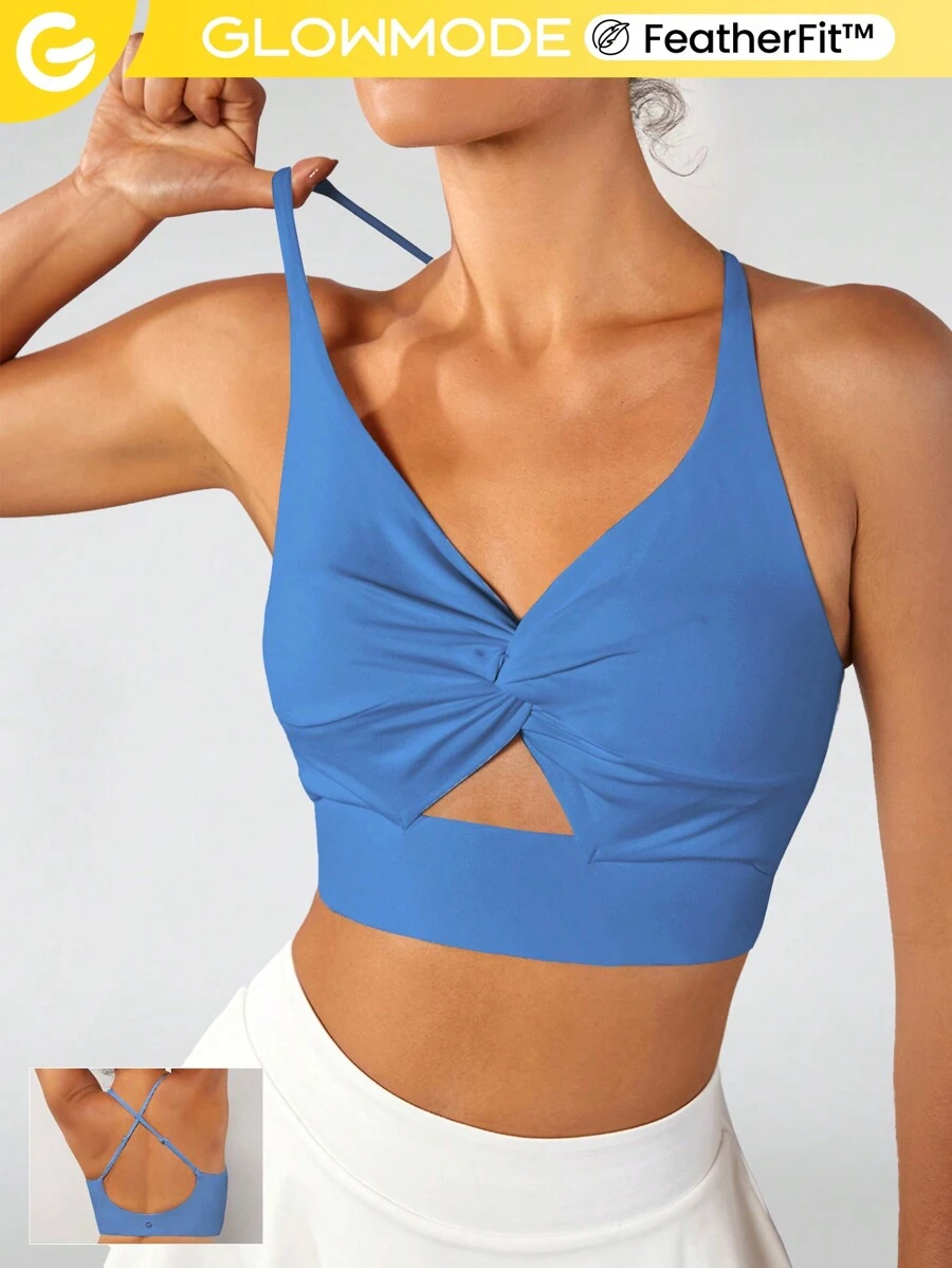 GLOWMODE FeatherFit™ Xoắn Nút Không lưng Bras thể thao Hỗ trợ ánh sáng - Màu xanh lam - Xem 1