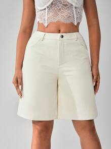 SHEIN SXY Women's Summer Casual Solid Color Straight Shorts