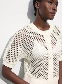 Maija Blusa abierta de punto con botones en la parte delantera