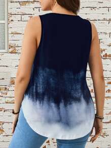 EMERY ROSE Áo ba lỗ thông thường cổ chữ V nhuộm màu Plus Size dành cho nữ, mùa hè - Màu xanh hải quân - Xem 2