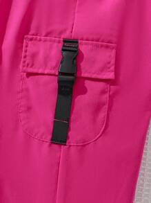 Sparklyn Tween Girls' Simple Printed Top And Pants, Daily Casual, 2pcs/Set - Hot Pink - View 4