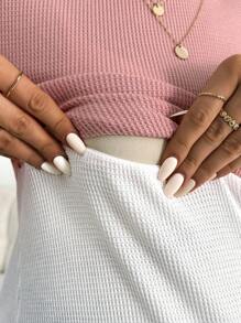 SHEIN Maternity Nursing T-Shirt For Daily Casual Wear With Long Sleeve - Multicolor - View 4