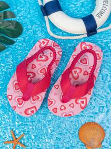 Pantofole infradito con stampa cartone animato per bambini con cinturino elastico sul retro, facile da indossare e togliere. Modello di stampa trasferita "sweetheart". Di spessore e fette per un uso morbido, confortevole, antiscivolo e resistente all'usura per interni/esterni/in vacanza.