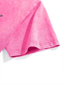 Manfinity EMRG Loose Fit Men's Figure And Star Print Drop Shoulder T-Shirt - Hot Pink - View 5