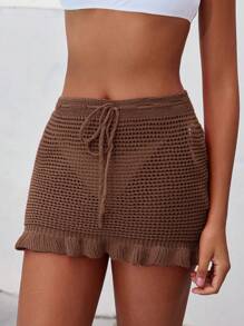 Swim Vcay Ladies' Simple & Solid Daily Wear Tie-Front Cover Up Summer