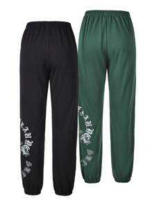 SHEIN Pantalones casuales de traje estampados de pierna recta y holgada para adolescentes