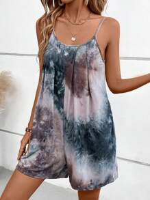 LONESS Mono de tirantes simples con estampado aleatorio para uso diario de mujer - Multicolor - Ver 6