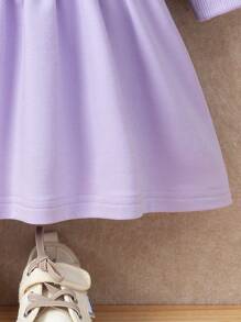 SHEIN Girls' Purple Casual Sweatshirt With Embroidered Heart - Purple - View 3