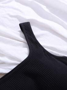 SHEIN 2 peças Vestido de Tubinho de Cor Sólida de Malha para Adolescentes com Almofada de Peito Removível