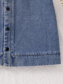 Tween Girls Simple Daily Dress - Medium Wash - View 5