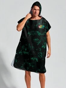 Surfspeed 男士热带印花连帽开叉罩衫，适合夏季、度假沙滩装 - 彩色 - 查看 1