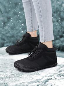 Nuevos zapatos de mujer para deportes al aire libre con diseño de cinco dedos, botas forradas térmicamente cálidas, botas gruesas resistentes al desgaste para mujeres, botas antideslizantes para nieve - Negro - Ver 2